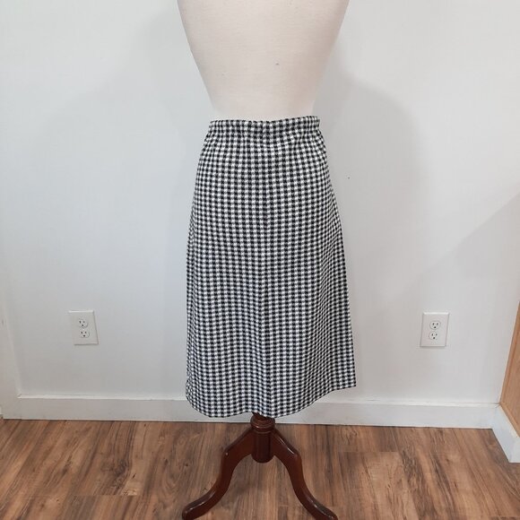 Vtg 70s handmade double-knit black gingham skirt - Picture 4 of 8